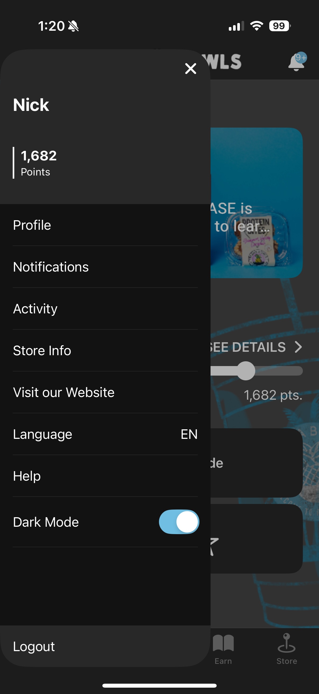 BPB side menu view