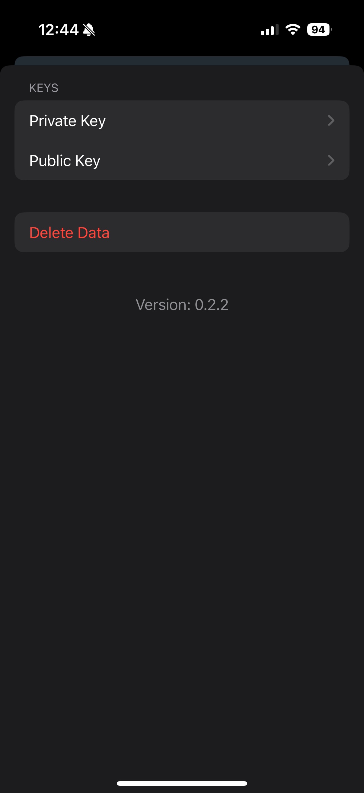 Settings view