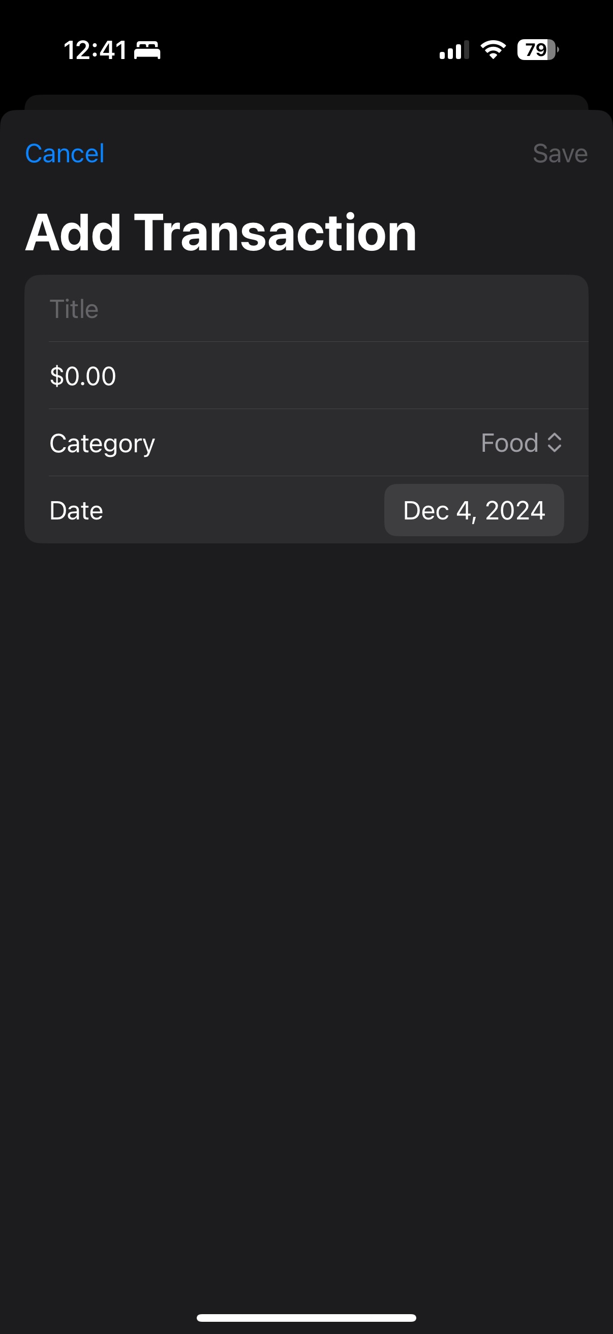 Add transaction view